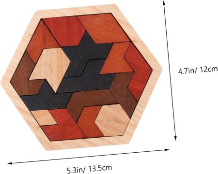 ADOCARN 1 Set Jigsaw Puzzle Building Blocks Tangram Puzzle Montessori Toy Jigsaw Toy Tangram Toy Hexagon Alien Child Wood