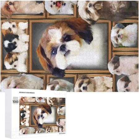 Shih Tzu Dog Jigsaw Puzzle 1000 PCS Character Puzzle Movie Movie Moe Goods Popular Actor Idol Wooden Puzzle Wall Decor Beginner Gift Birthday Christmas Present Beautiful Packaging Box