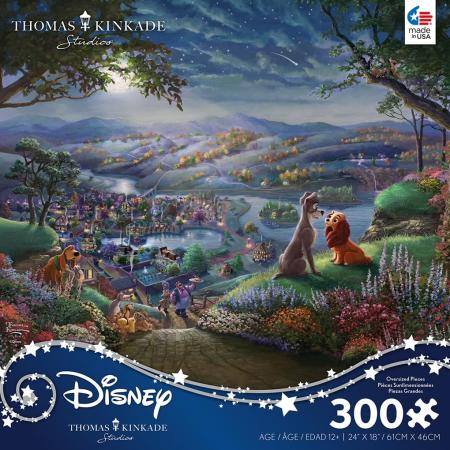 Ceaco - Disney - Thomas Kinkade - Lady and the Tramp Fall in Love - 300 Piece Jigsaw Puzzle