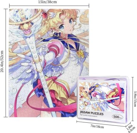 Jigsaw Puzzle Sailor Moon Wooden 500 Piece Happy Days Parent-Child Puzzle Birthday Present (38x52cm)