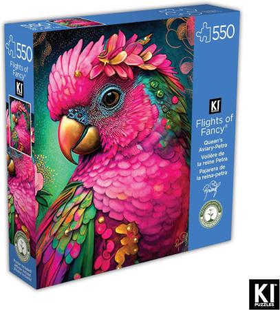 KI Puzzles 550 Piece Puzzle for Adults Queen's Aviary - Petra RomantzArt Bird Jigsaw Puzzle 24X18 Multicolor