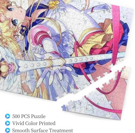 Jigsaw Puzzle Sailor Moon Wooden 500 Piece Happy Days Parent-Child Puzzle Birthday Present (38x52cm)